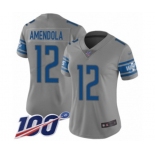 Women's Detroit Lions #12 Danny Amendola Limited Gray Inverted Legend 100th Season Football Jersey