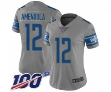 Women's Detroit Lions #12 Danny Amendola Limited Gray Inverted Legend 100th Season Football Jersey