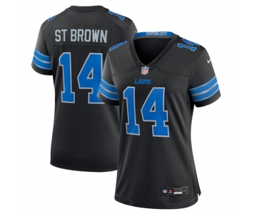 Women's Detroit Lions #14 Amon-Ra St. Brown Black 2nd Alternate Stitched Jersey