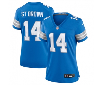 Women's Detroit Lions #14 Amon-Ra St. Brown Blue Stitched Jersey