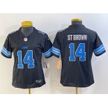 Women's Detroit Lions #14 Amon Ra St Brown Limited Black 2024 FUSE Vapor Jersey