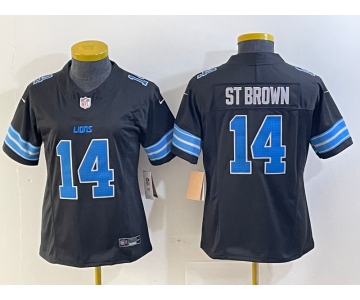 Women's Detroit Lions #14 Amon Ra St Brown Limited Black 2024 FUSE Vapor Jersey