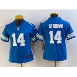 Women's Detroit Lions #14 Amon Ra St Brown Limited Blue 2024 FUSE Vapor Jersey