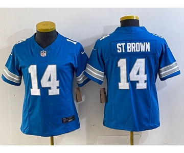 Women's Detroit Lions #14 Amon Ra St Brown Limited Blue 2024 FUSE Vapor Jersey