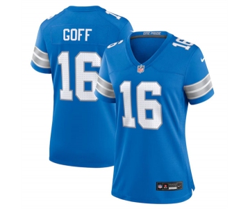 Women's Detroit Lions #16 Jared Goff Blue Stitched Jersey