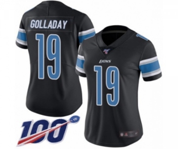 Women's Detroit Lions #19 Kenny Golladay Limited Black Rush Vapor Untouchable 100th Season Football Jersey