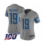 Women's Detroit Lions #19 Kenny Golladay Limited Gray Inverted Legend 100th Season Football Jersey