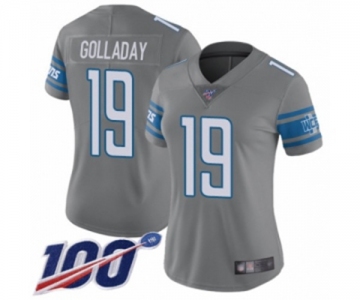 Women's Detroit Lions #19 Kenny Golladay Limited Steel Rush Vapor Untouchable 100th Season Football Jersey