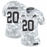 Women's Detroit Lions #20 Barry Sanders 2024 F.U.S.E Arctic Camo Salute To Service Limited Stitched Jersey