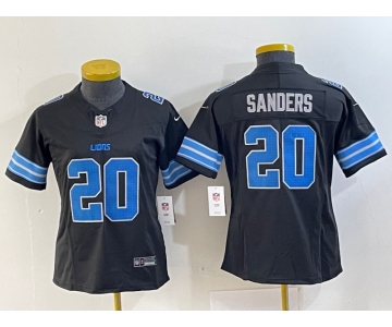 Women's Detroit Lions #20 Barry Sanders Black 2024 F.U.S.E. 2nd Alternate Vapor Limited Football Stitched Jersey