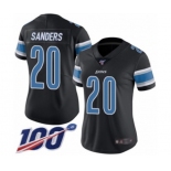 Women's Detroit Lions #20 Barry Sanders Limited Black Rush Vapor Untouchable 100th Season Football Jersey