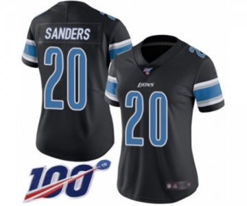 Women's Detroit Lions #20 Barry Sanders Limited Black Rush Vapor Untouchable 100th Season Football Jersey