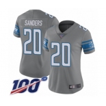 Women's Detroit Lions #20 Barry Sanders Limited Steel Rush Vapor Untouchable 100th Season Football Jersey