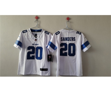 Women's Detroit Lions #20 Barry Sanders White Vapor Football Stitched Jersey