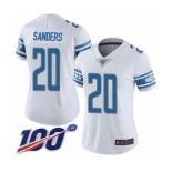 Women's Detroit Lions #20 Barry Sanders White Vapor Untouchable Limited Player 100th Season Football Jersey