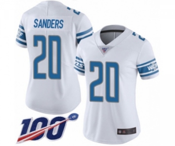 Women's Detroit Lions #20 Barry Sanders White Vapor Untouchable Limited Player 100th Season Football Jersey