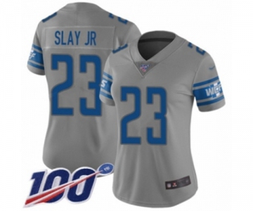 Women's Detroit Lions #23 Darius Slay Limited Gray Inverted Legend 100th Season Football Jersey