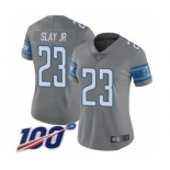 Women's Detroit Lions #23 Darius Slay Limited Steel Rush Vapor Untouchable 100th Season Football Jersey