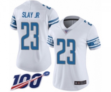 Women's Detroit Lions #23 Darius Slay White Vapor Untouchable Limited Player 100th Season Football Jersey