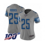 Women's Detroit Lions #25 Theo Riddick Limited Gray Inverted Legend 100th Season Football Jersey