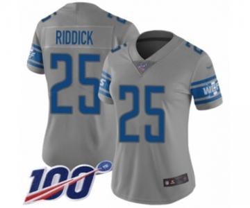 Women's Detroit Lions #25 Theo Riddick Limited Gray Inverted Legend 100th Season Football Jersey