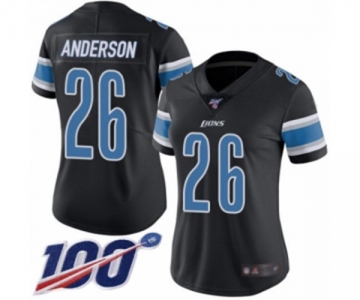 Women's Detroit Lions #26 C.J. Anderson Limited Black Rush Vapor Untouchable 100th Season Football Jersey