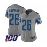 Women's Detroit Lions #26 C.J. Anderson Limited Gray Inverted Legend 100th Season Football Jersey