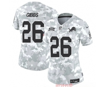 Women's Detroit Lions #26 Jahmyr Gibbs 2024 F.U.S.E Arctic Camo Salute To Service Limited Stitched Jersey