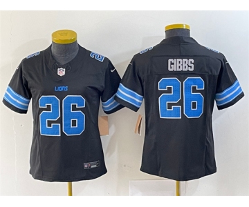 Women's Detroit Lions #26 Jahmyr Gibbs Black 2024 F.U.S.E. 2nd Alternate Vapor Limited Football Stitched Jersey