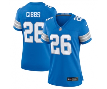 Women's Detroit Lions #26 Jahmyr Gibbs Blue Stitched Jersey