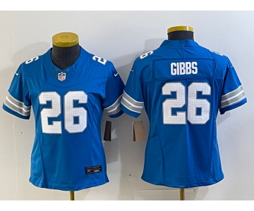 Women's Detroit Lions #26 Jahmyr Gibbs Limited Blue 2024 FUSE Vapor Jersey