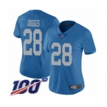 Women's Detroit Lions #28 Quandre Diggs Blue Alternate Vapor Untouchable Limited Player 100th Season Football Jersey