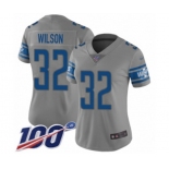 Women's Detroit Lions #32 Tavon Wilson Limited Gray Inverted Legend 100th Season Football Jersey