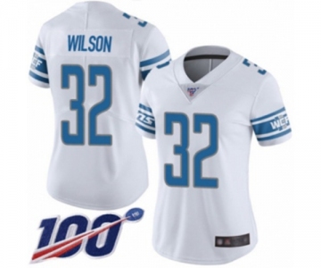 Women's Detroit Lions #32 Tavon Wilson White Vapor Untouchable Limited Player 100th Season Football Jersey