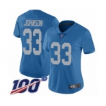 Women's Detroit Lions #33 Kerryon Johnson Blue Alternate Vapor Untouchable Limited Player 100th Season Football Jersey