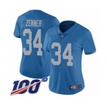 Women's Detroit Lions #34 Zach Zenner Blue Alternate Vapor Untouchable Limited Player 100th Season Football Jersey