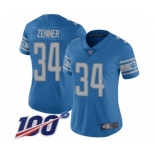 Women's Detroit Lions #34 Zach Zenner Blue Team Color Vapor Untouchable Limited Player 100th Season Football Jersey