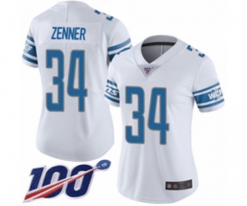 Women's Detroit Lions #34 Zach Zenner White Vapor Untouchable Limited Player 100th Season Football Jersey