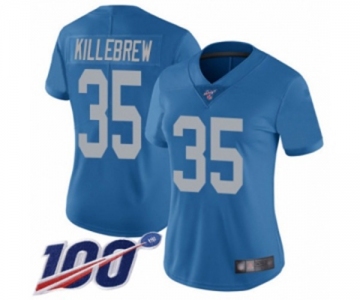 Women's Detroit Lions #35 Miles Killebrew Blue Alternate Vapor Untouchable Limited Player 100th Season Football Jersey