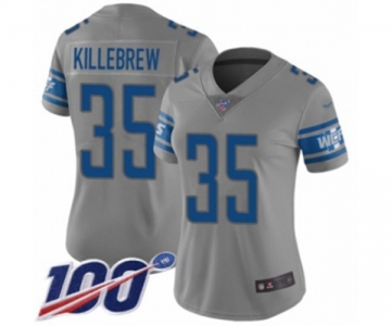 Women's Detroit Lions #35 Miles Killebrew Limited Gray Inverted Legend 100th Season Football Jersey