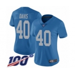 Women's Detroit Lions #40 Jarrad Davis Blue Alternate Vapor Untouchable Limited Player 100th Season Football Jersey