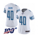 Women's Detroit Lions #40 Jarrad Davis White Vapor Untouchable Limited Player 100th Season Football Jersey