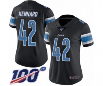 Women's Detroit Lions #42 Devon Kennard Limited Black Rush Vapor Untouchable 100th Season Football Jersey