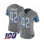 Women's Detroit Lions #42 Devon Kennard Limited Steel Rush Vapor Untouchable 100th Season Football Jersey