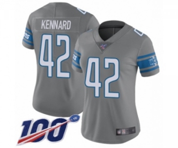 Women's Detroit Lions #42 Devon Kennard Limited Steel Rush Vapor Untouchable 100th Season Football Jersey