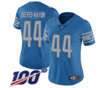 Women's Detroit Lions #44 Jalen Reeves-Maybin Blue Team Color Vapor Untouchable Limited Player 100th Season Football Jersey