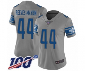 Women's Detroit Lions #44 Jalen Reeves-Maybin Limited Gray Inverted Legend 100th Season Football Jersey