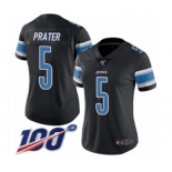 Women's Detroit Lions #5 Matt Prater Limited Black Rush Vapor Untouchable 100th Season Football Jersey