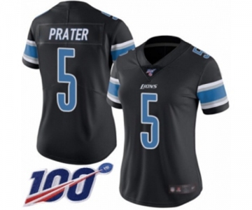 Women's Detroit Lions #5 Matt Prater Limited Black Rush Vapor Untouchable 100th Season Football Jersey