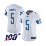 Women's Detroit Lions #5 Matt Prater White Vapor Untouchable Limited Player 100th Season Football Jersey